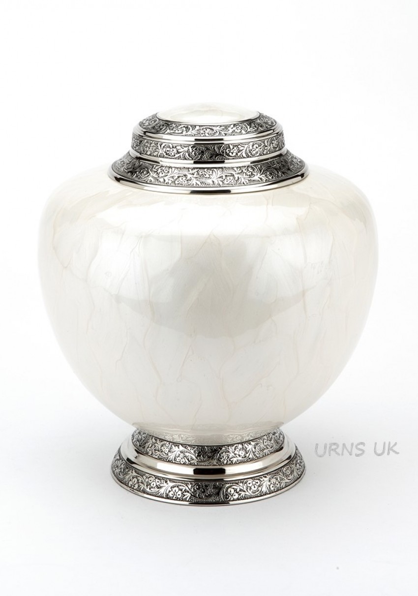 HYDE WHITE ENGRAVED CREMATION ASHES URN