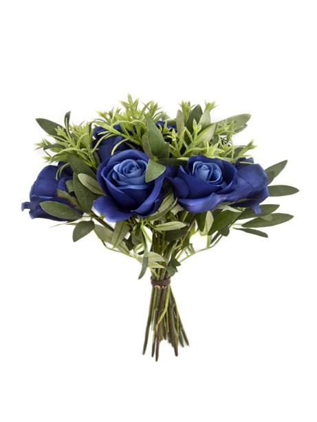 Blue Mood Dark Rose & Leaf Bundle 30cm