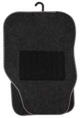 Autocare Dark Grey/Striped Piping 4 Pce Carpet Car Mat Set 