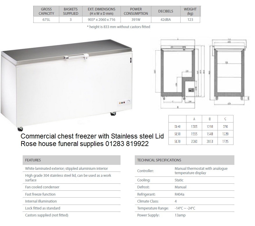 Commercial single body Cadaver Chest freezer 