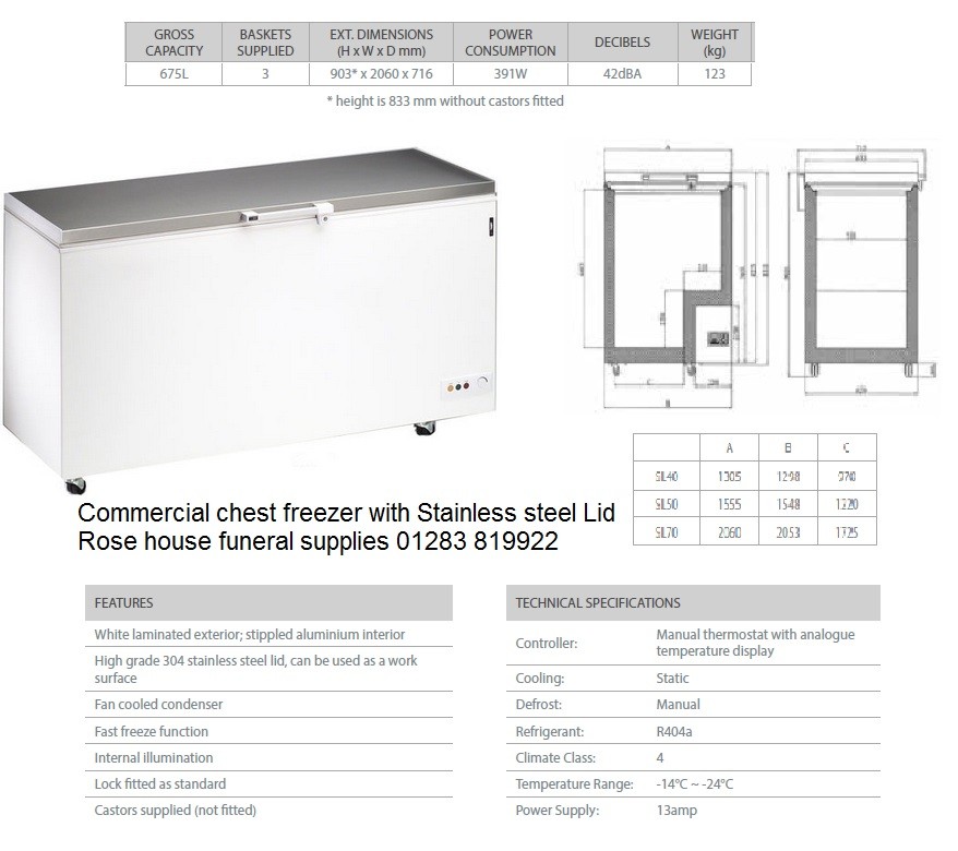 Commercial single body Cadaver Chest freezer 