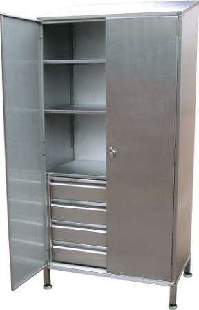 Double Door Storage Cupboard with 4 Internal Drawers