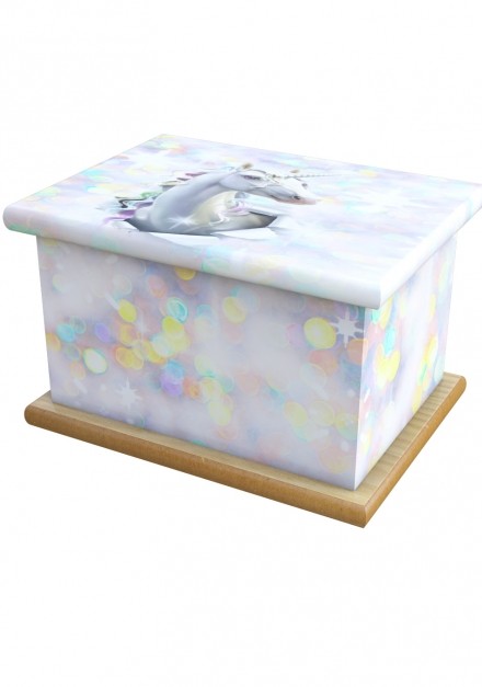 Unicorn Bubbles Cremation Ashes Wooden Child/Infant Urn 