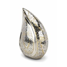 TORQUAY TEARDROP SILVER & GOLD ENGRAVED CREMATION ASHES URN