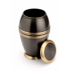 ASCOT BLACK CREMATION ASHES URN with lid off