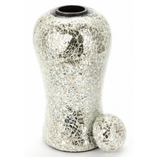 LYNTON MOSAIC WHITE CREMATION ASHES URN LID OFF