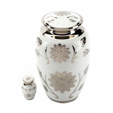 BRAMPTON WHITE CREMATION ASHES URN with keepsake