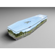 Printed wooden coffin, Pebbles, lilly of the valley, dessert trek