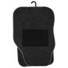 Autocare Dark Grey/Striped Piping 4 Pce Carpet Car Mat Set 