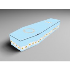 Daisy white, blue, and pink printed coffins 