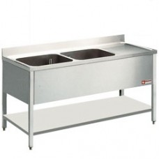 Mortuary Double Sink with right side drain surface