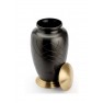 ROCHESTER BLACK CREMATION ASHES URN WITH LID OFF 