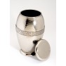 ASCOT NICKEL CREMATION ASHES URN with lid off 
